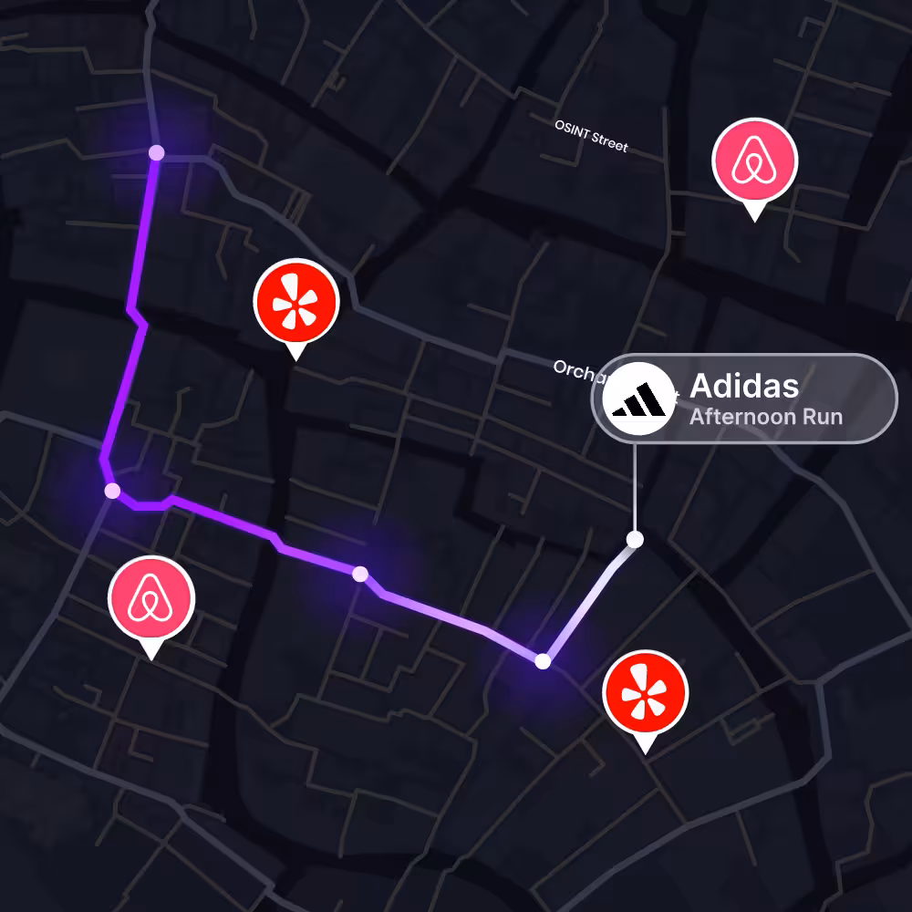 OSINT Industries reference illustration of location clues from several online services